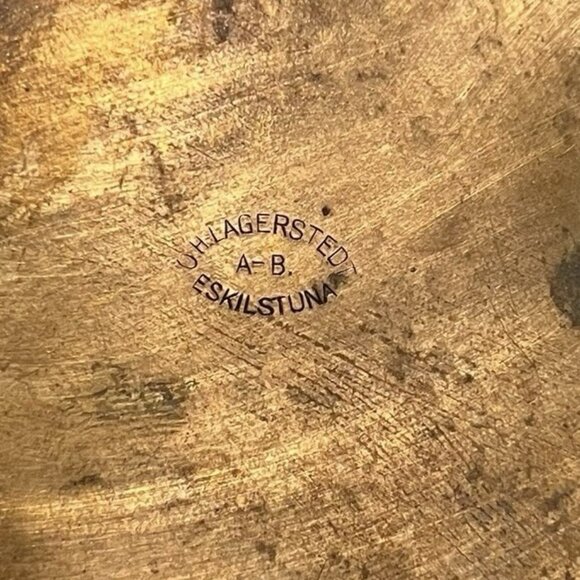 Vtg MCM O.H. Lagerstedt Swedish Hammered Copper Brass Covered Sugar Bowl - Picture 10 of 10